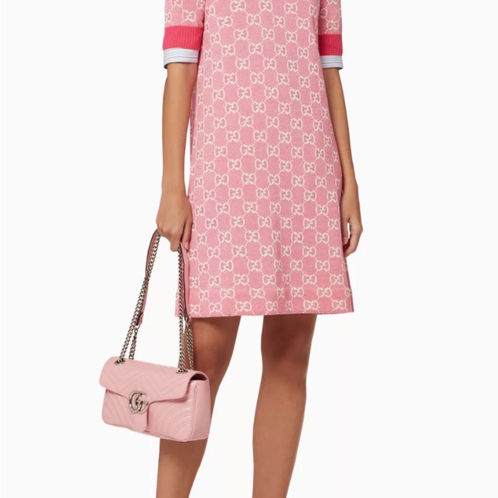 Gucci Pink Dress with Logo Pattern